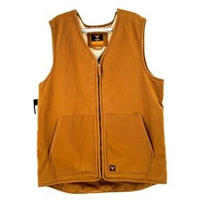 Hawx Men's Weathered Canvas Sherpa Lined Vest XLT Brown Workwear Landman NEW